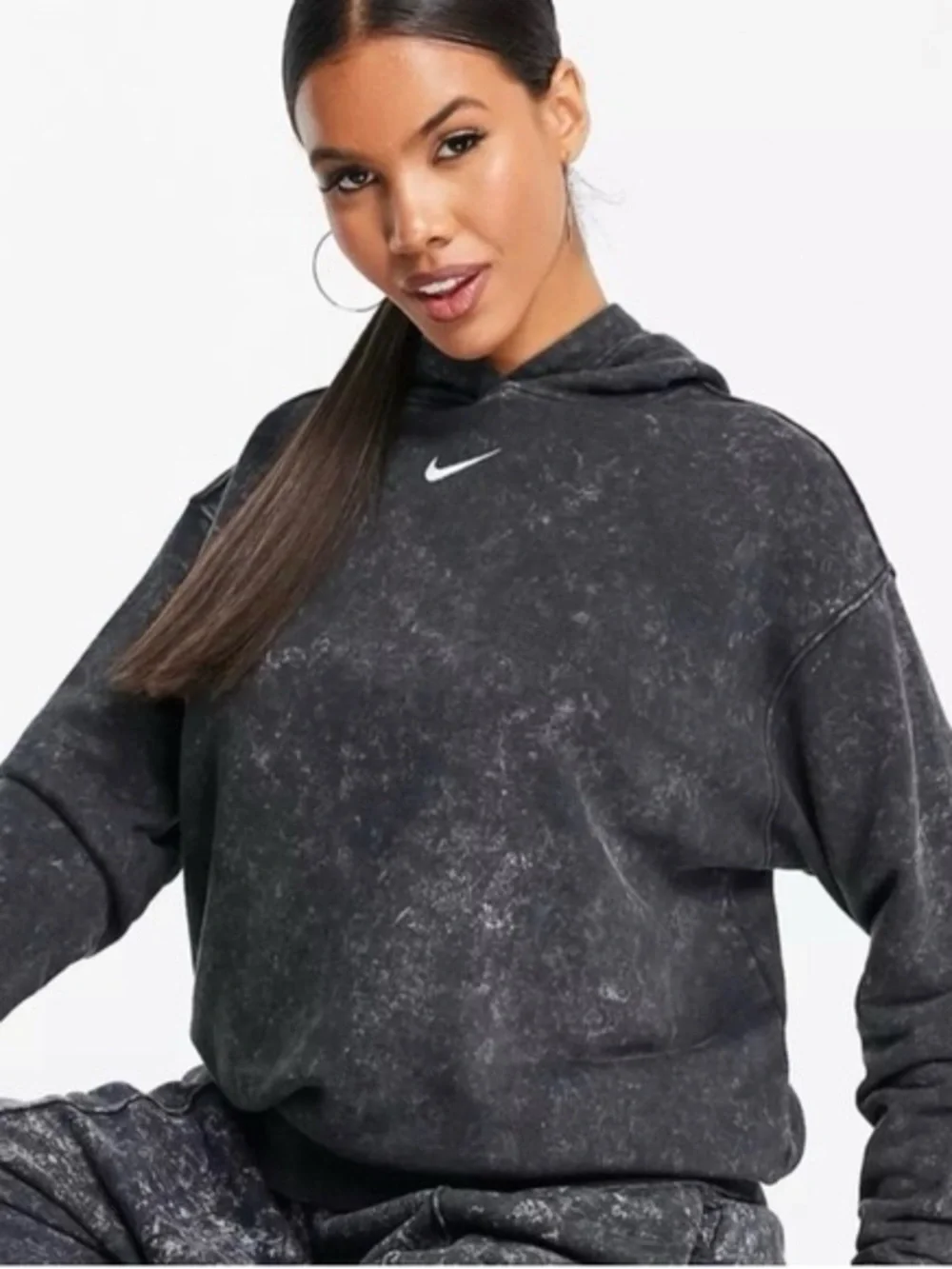 Nike Sportswear Essential Collection Washed Black Fleece Hoodie